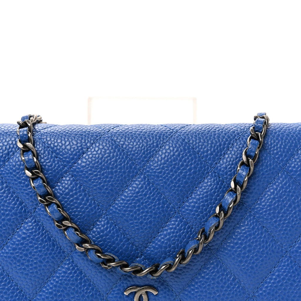 Chanel Caviar Quilted Wallet on Chain WOC Blue