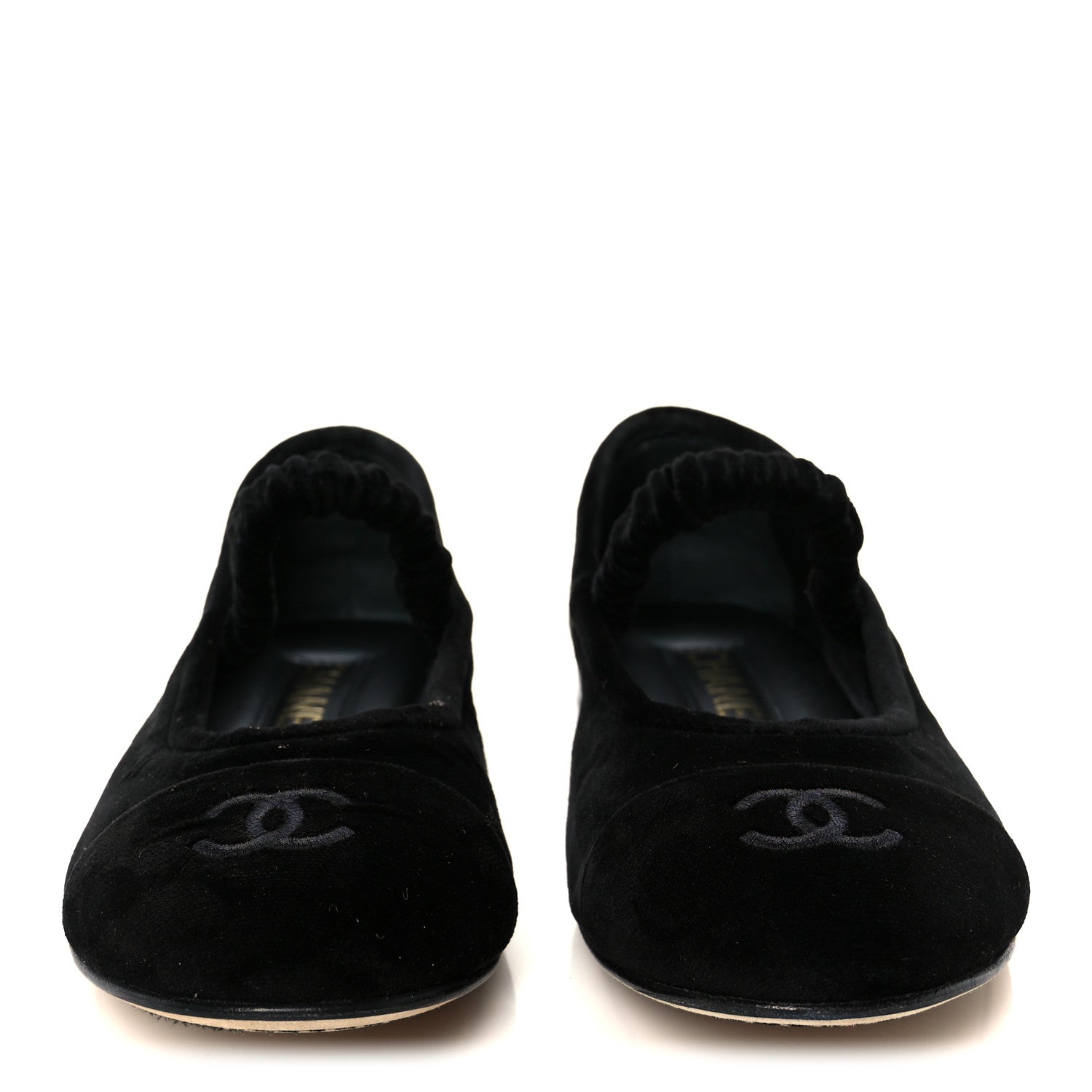 Chanel Velvet Mary Jane Flats 36 Black