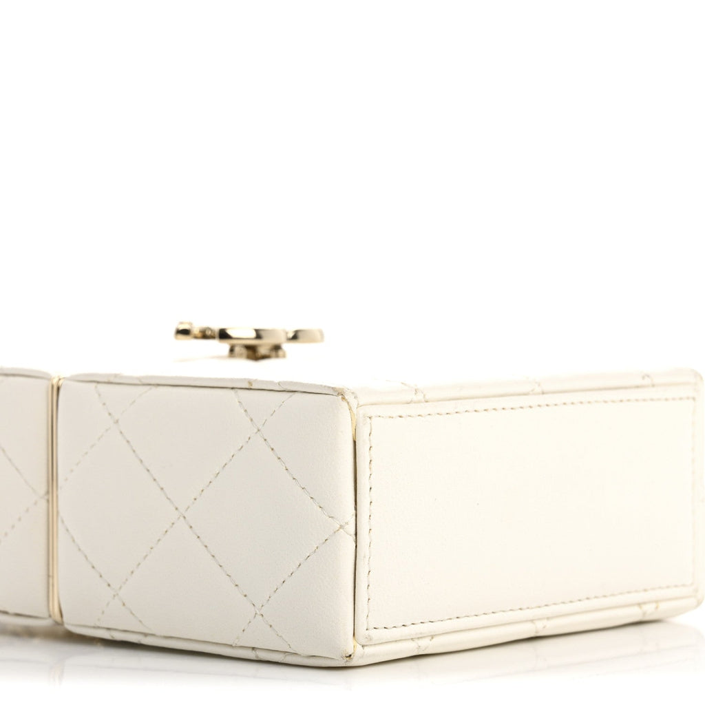 Chanel Lambskin Quilted Small Box With Chain White