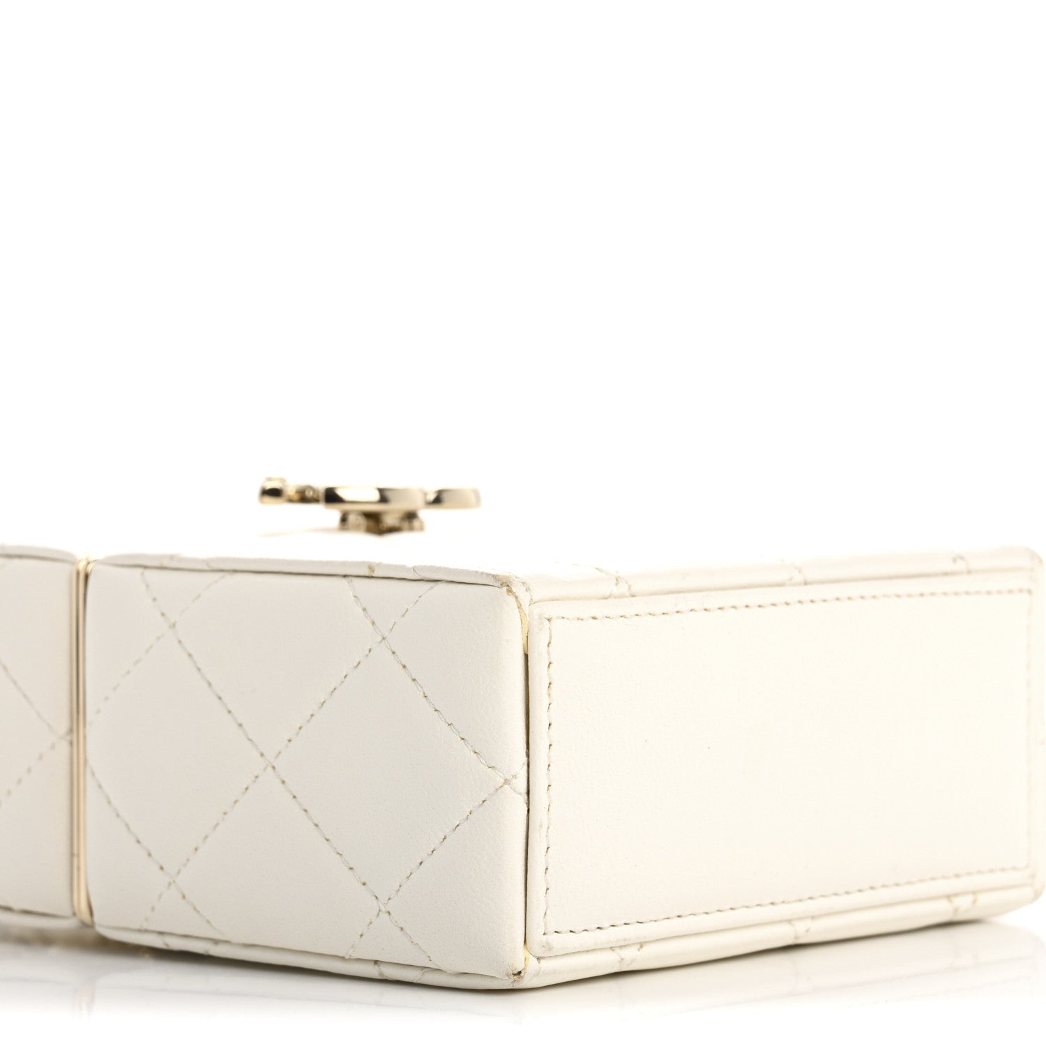 Chanel Lambskin Quilted Small Box With Chain White