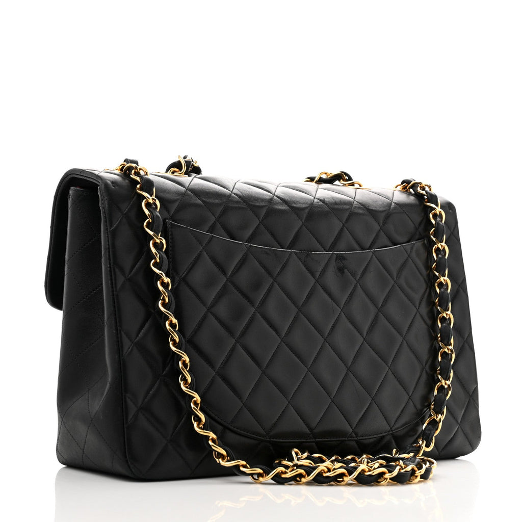 Chanel Lambskin Quilted XL Jumbo Single Flap Black
