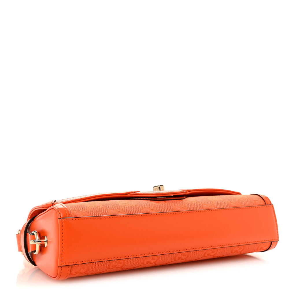 Gucci GG Monogram Textured Dollar Calfskin Small Luce Shoulder Bag Orange