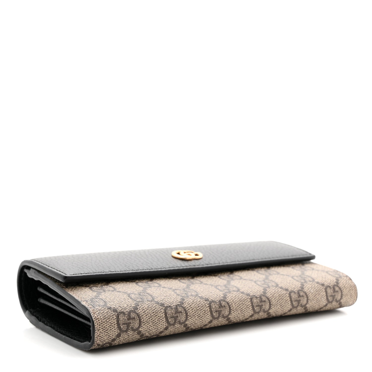 Gucci Dollar Calfskin GG Supreme Monogram GG Marmont Continental Wallet Black Beige Ebony