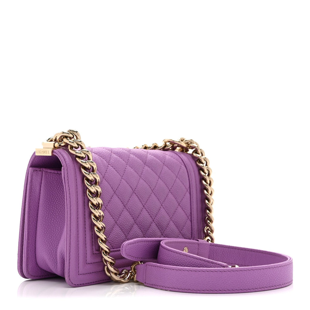 Chanel Caviar Quilted Small Boy Flap Purple