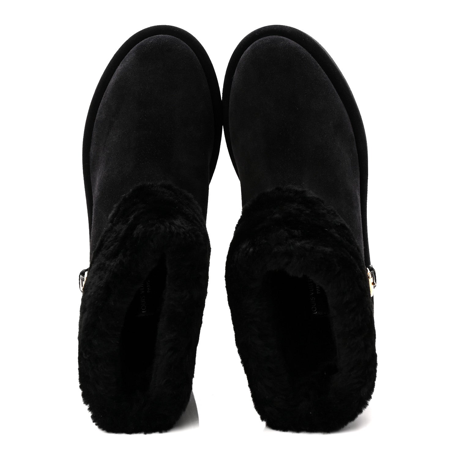Louis Vuitton Suede Calfskin Shearling Aspen Platform Ankle Boots 37 Black