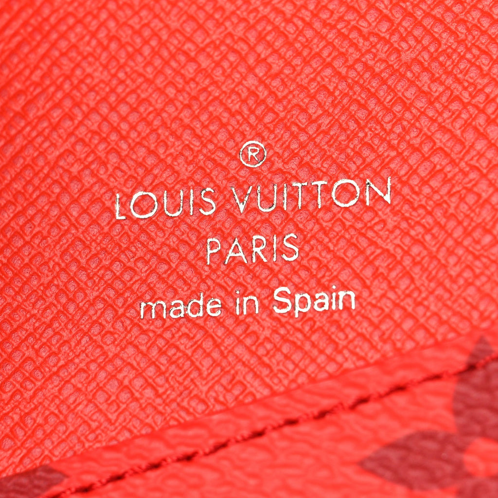 Louis Vuitton Monogram Pocket Organizer NM Khaki Green Vermillion Red