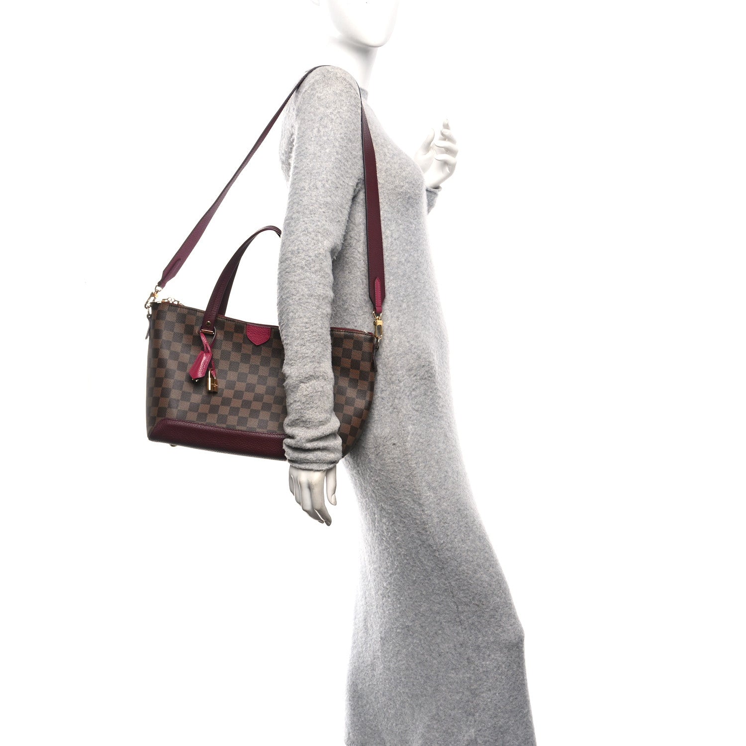 Louis Vuitton Damier Ebene Cuir Taurillon Hyde Park Fuchsia