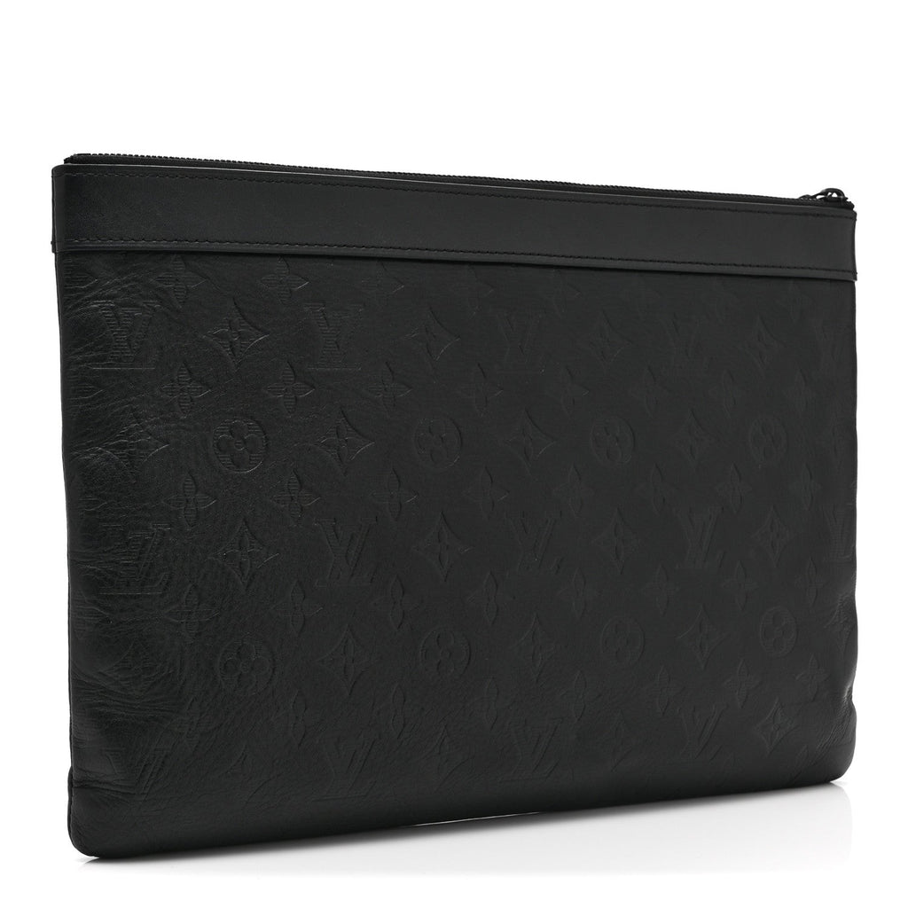 Louis Vuitton Calfskin Monogram Shadow Discovery Pochette Black