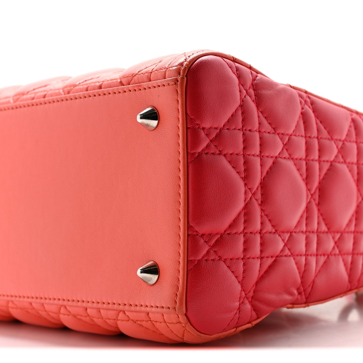 Christian Dior Lambskin Cannage Medium Bi-Color Lady Dior Orange Fuchsia