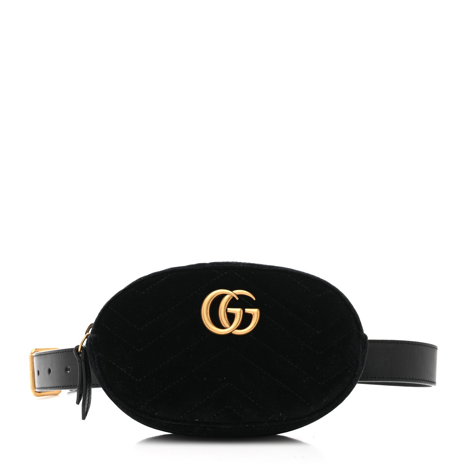 Gucci Velvet Matelasse GG Marmont Belt Bag 75 30 Black