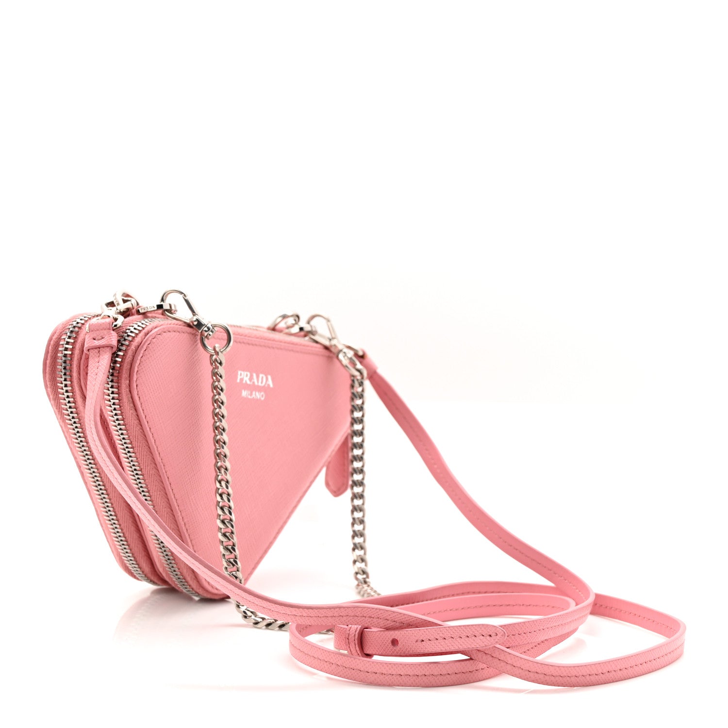 Prada Saffiano Mini Triangle Crossbody Pouch Petalo