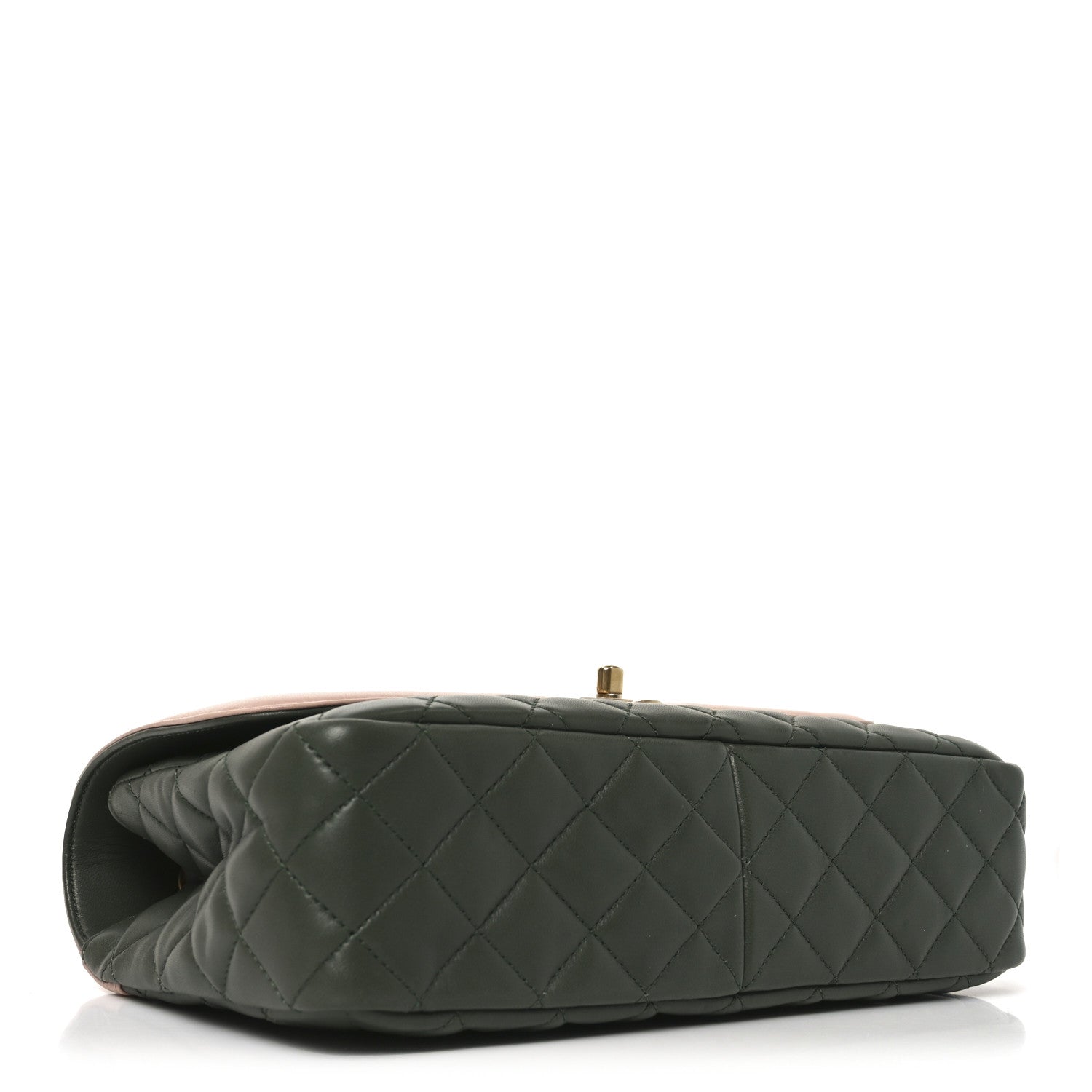 Chanel Lambskin Quilted Medium Bi-Color Flap Green Pink