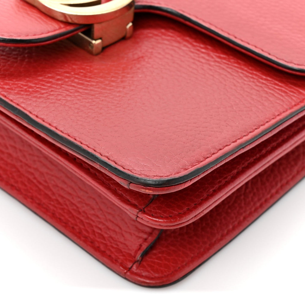 Gucci Dollar Calfskin Small Interlocking G Shoulder Bag Red