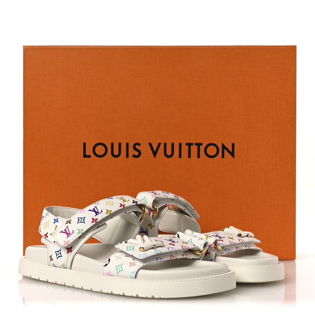 Louis Vuitton LV X TM Monogram Multicolor Sunset Flat Sandals 37 White