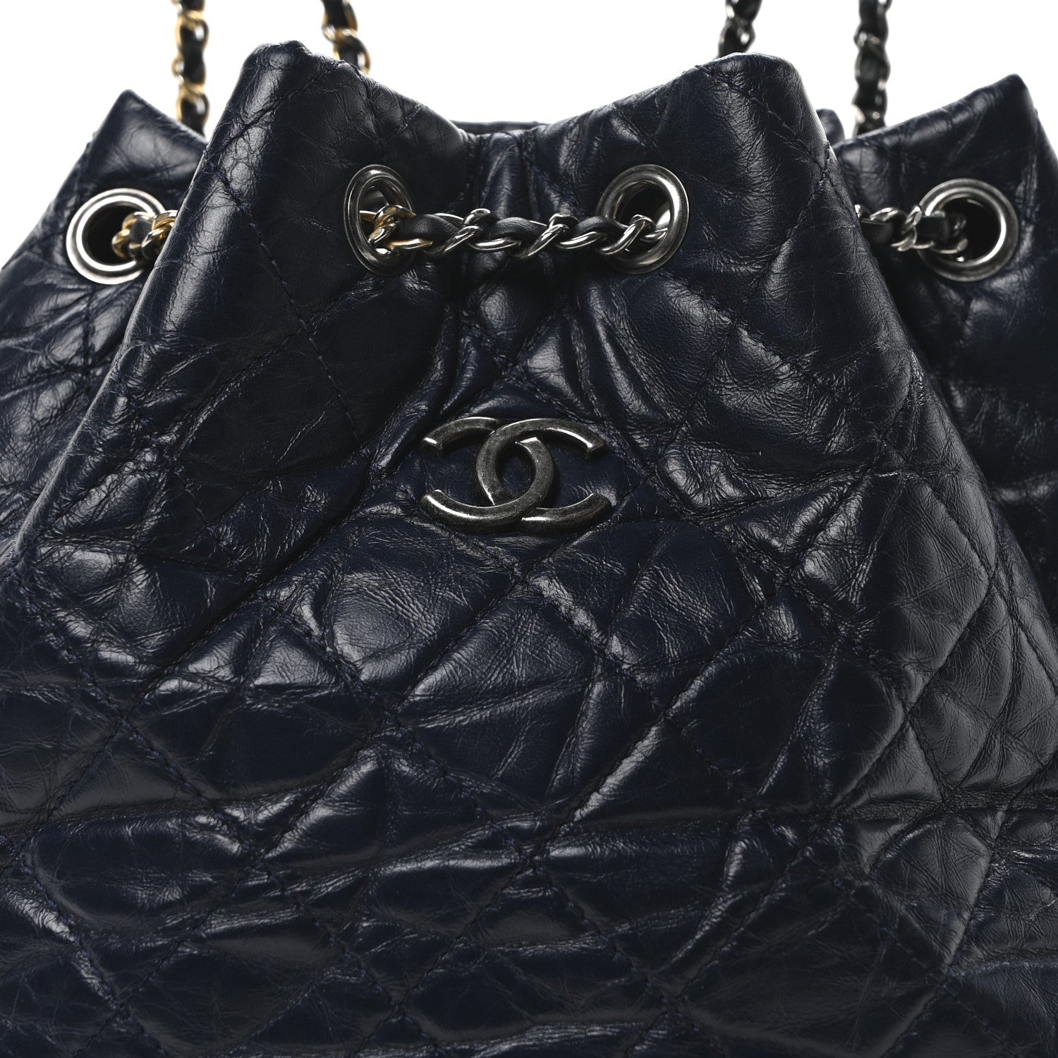 Chanel Aged Calfskin Quilted Small Gabrielle Backpack Blue Black