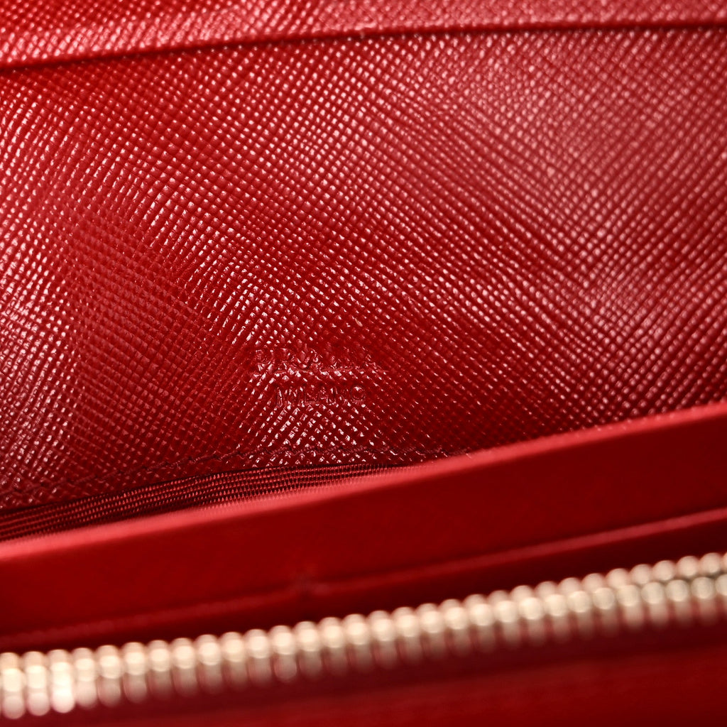 Prada Saffiano Metal Continental Flap Wallet Fuoco