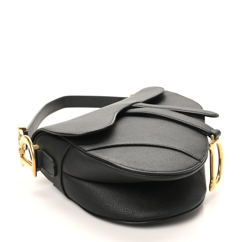 Christian Dior Grained Calfskin Saddle Bag Black