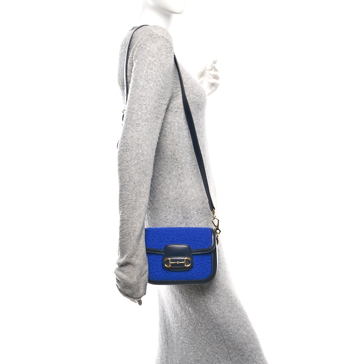 Gucci Casy Wool Azalea Calfskin Mini Horsebit 1955 Shoulder Bag Blue China