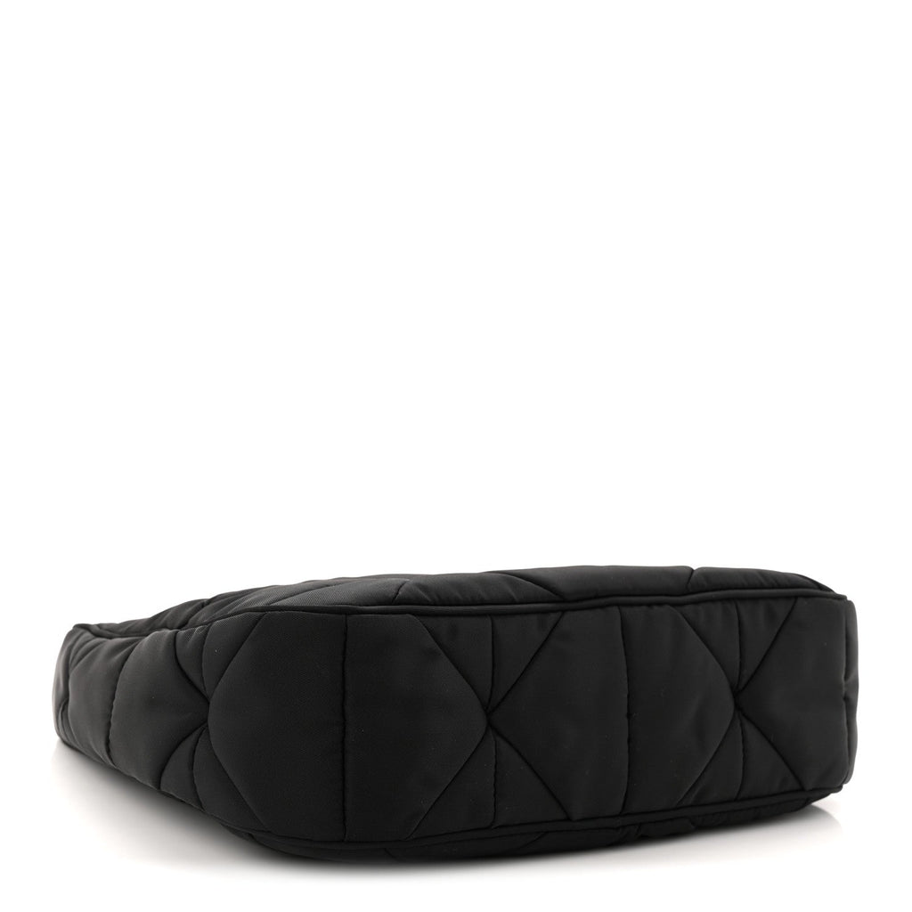 Prada Re-Nylon Triangle Padded Patchwork Shoulder Bag Black