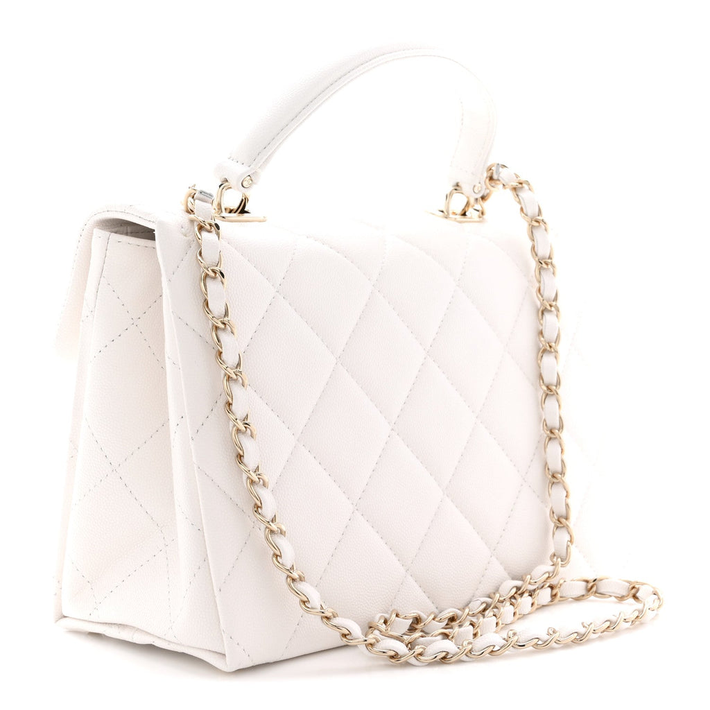 Chanel Caviar Quilted Medium Retro Twist Top Handle Flap White