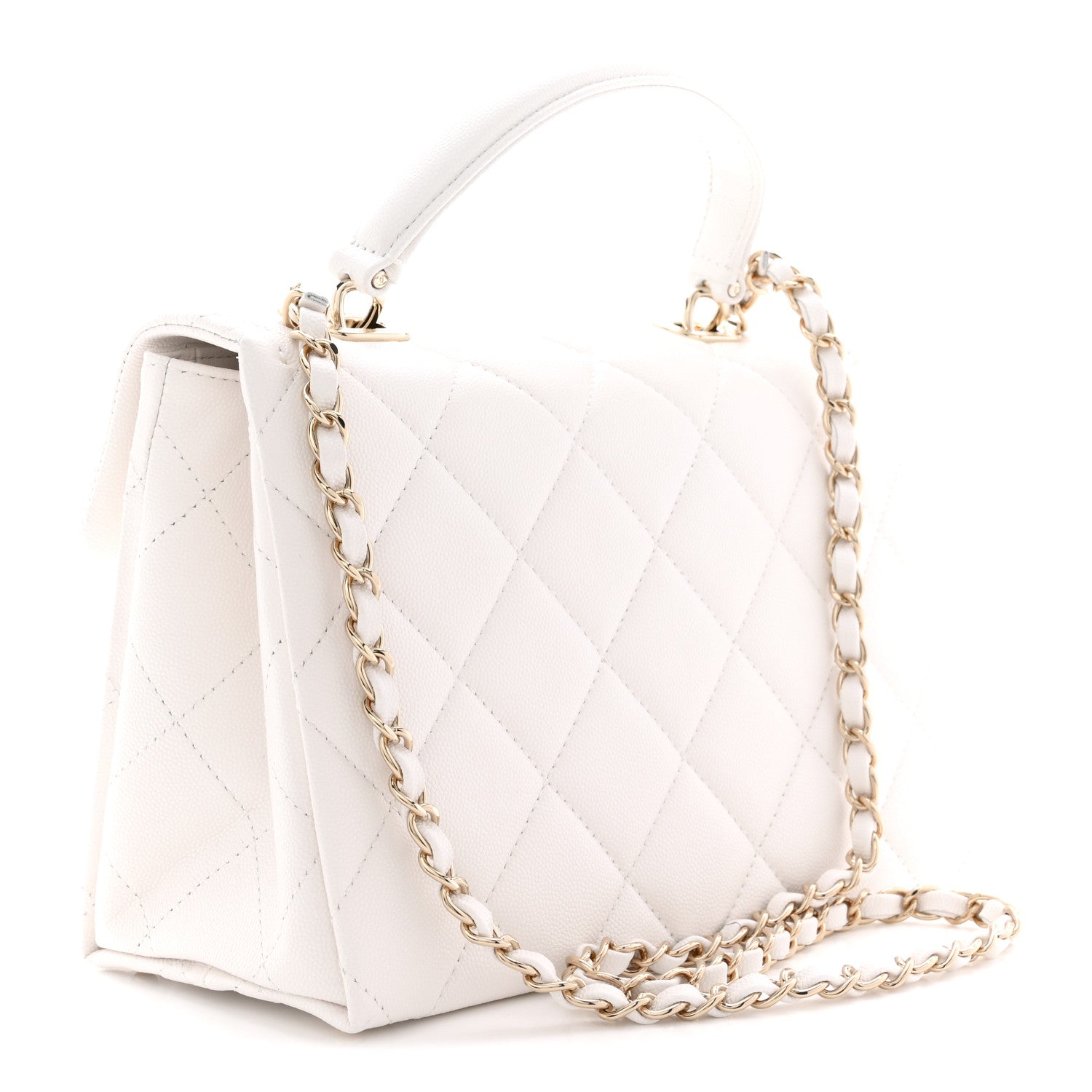 Chanel Caviar Quilted Medium Retro Twist Top Handle Flap White