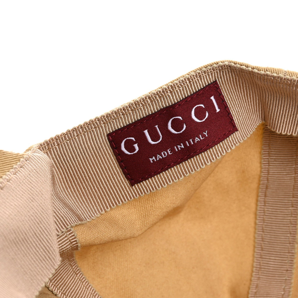 Gucci Cotton Logo Script Baseball Hat L Camel