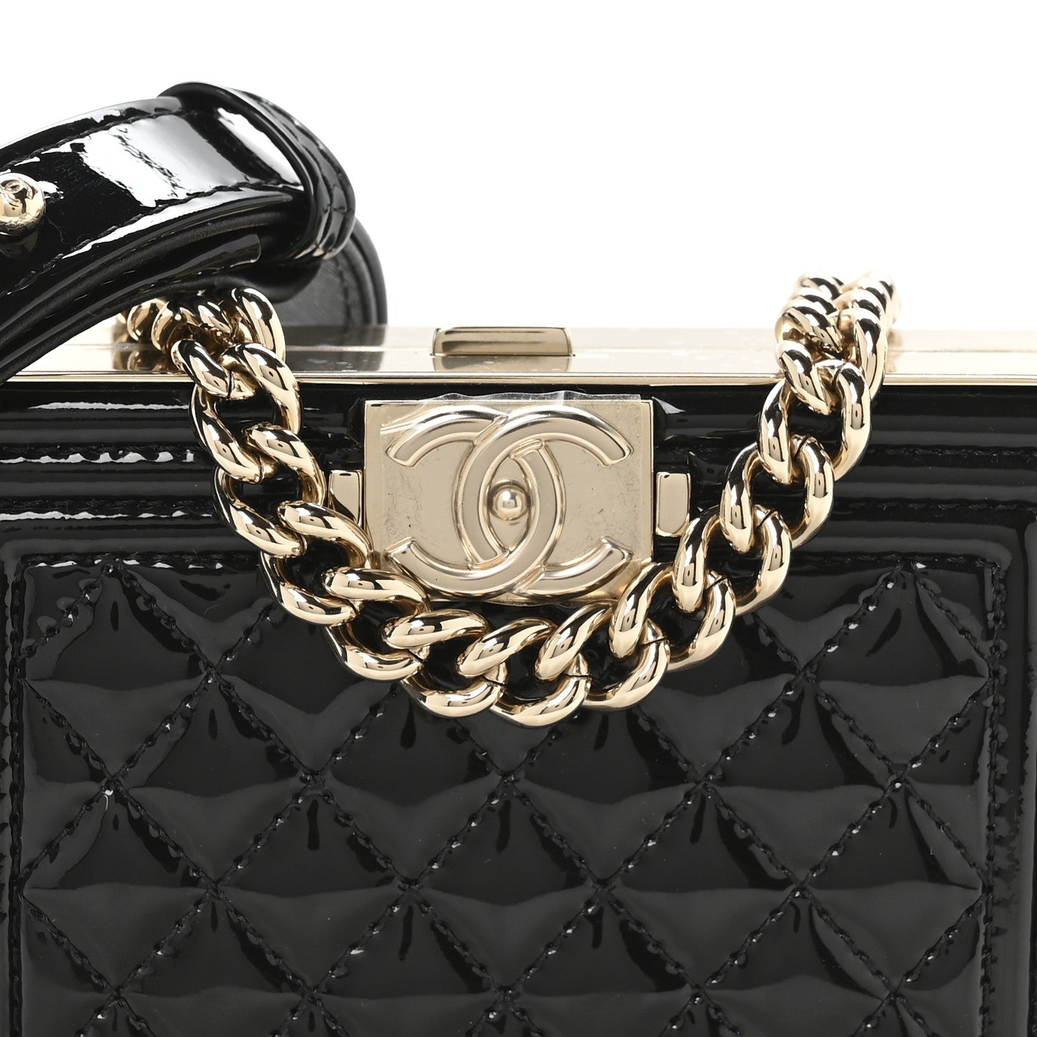 Chanel Patent Calfskin Boy Minaudiere Black