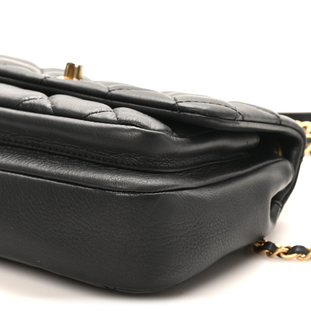 Chanel Calfskin Quilted Top Handle Flap Black