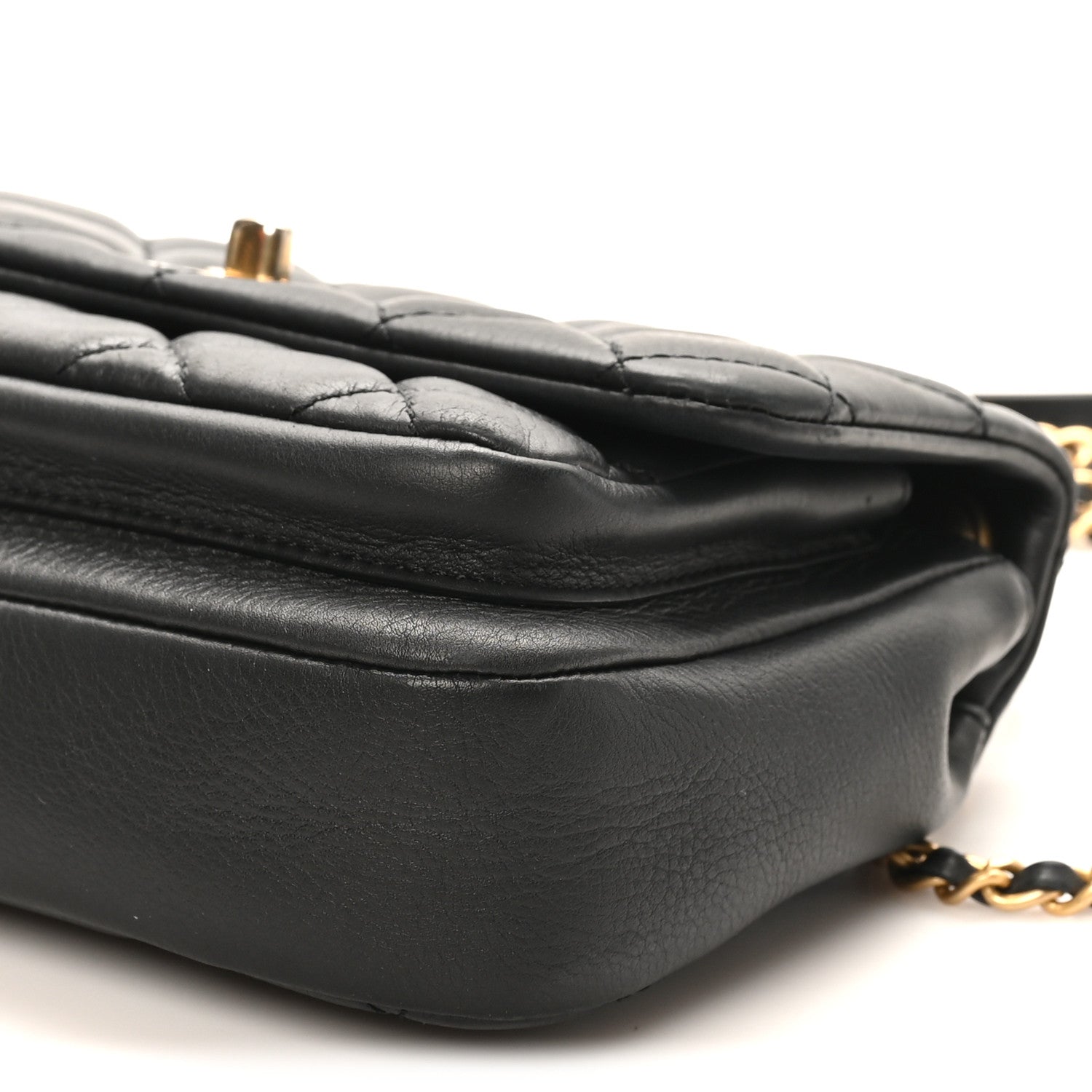 Chanel Calfskin Quilted Top Handle Flap Black