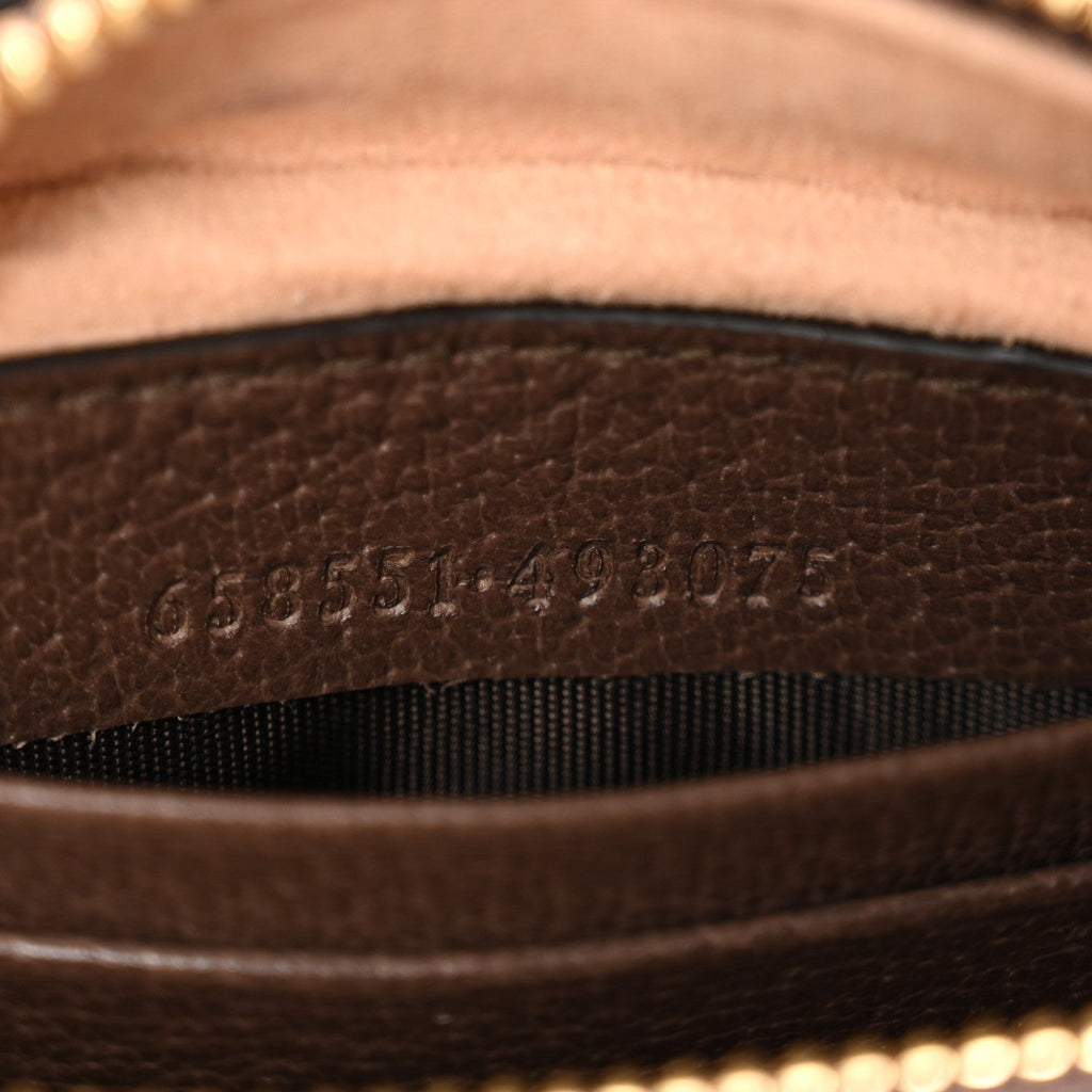 Gucci GG Supreme Monogram Textured Calfskin Web Mini Ophidia Half Moon Hobo Beige Ebony New Acero