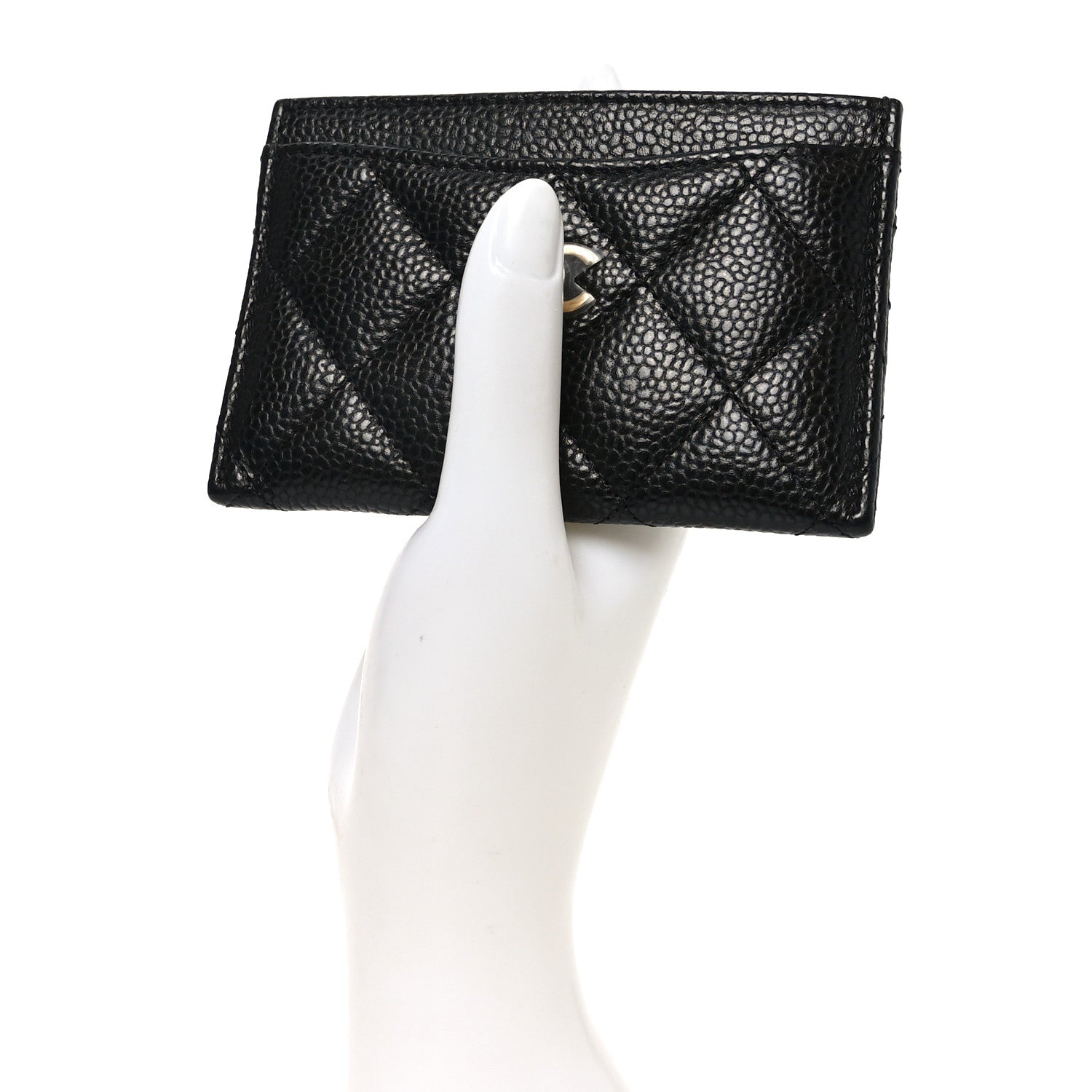 Caviar Quilted Card Holder Black