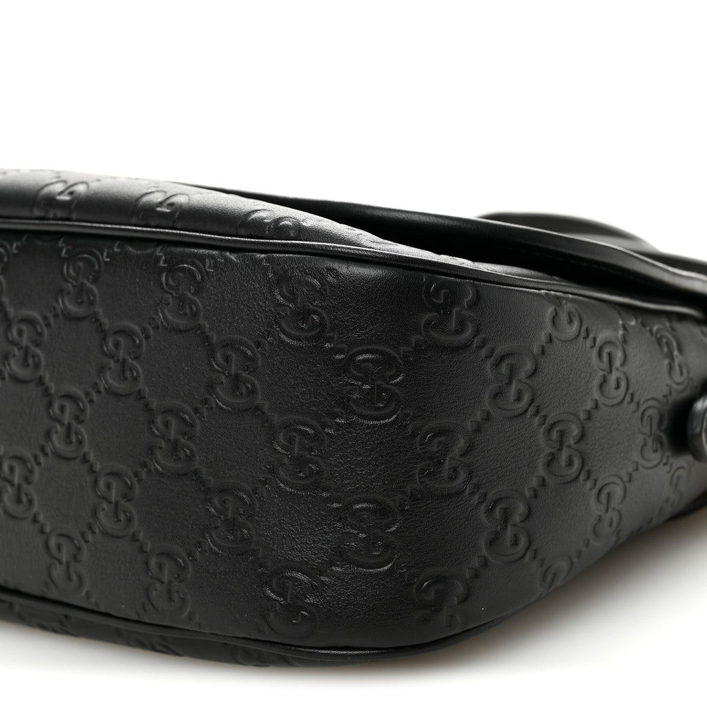 Gucci GG Calfskin Embossed Emblem Medium Arabella Bag Black Black