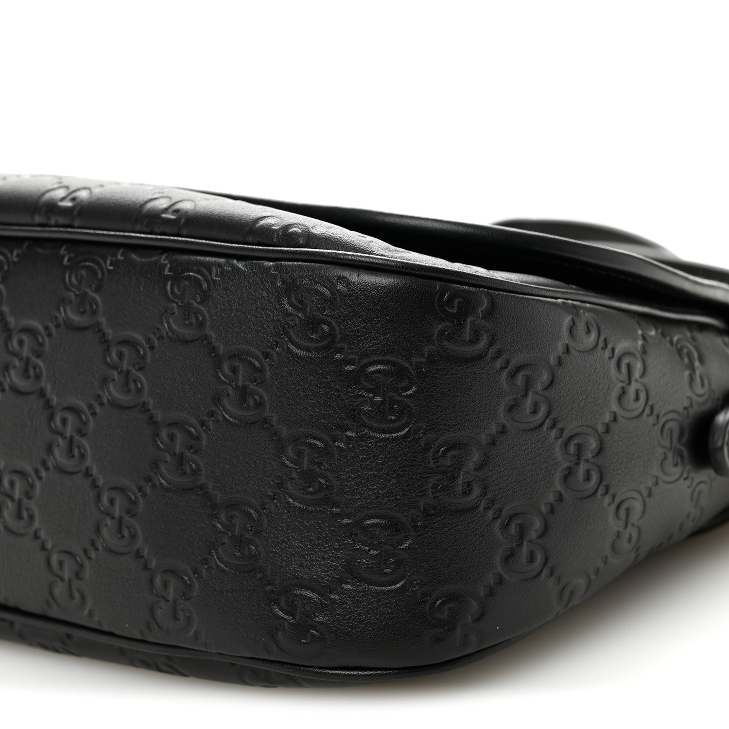 Gucci GG Calfskin Embossed Emblem Medium Arabella Bag Black Black
