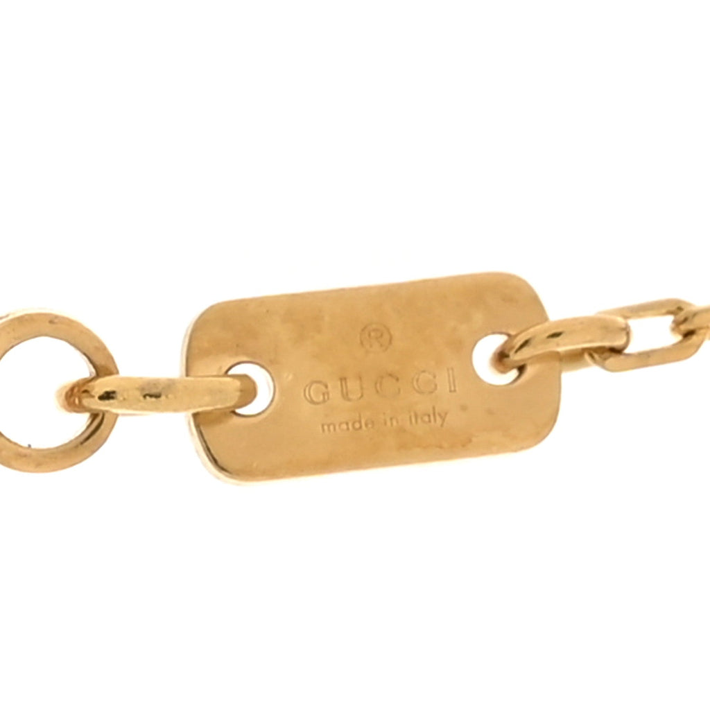 Gucci 18K Yellow Gold Blue Topaz Running G Pendant Necklace