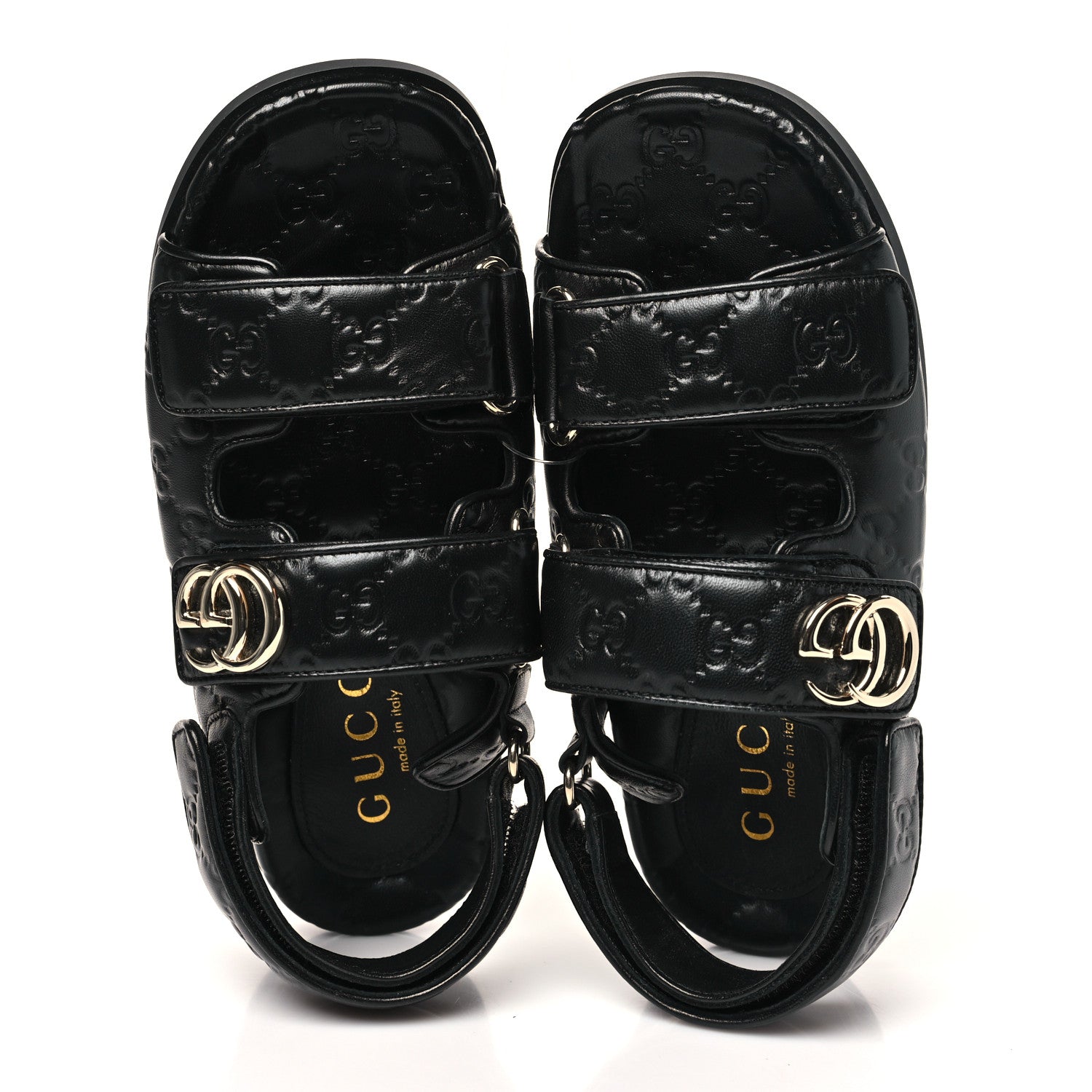 Gucci Guccissima GG Embossed Womens Sandals 36.5 Black