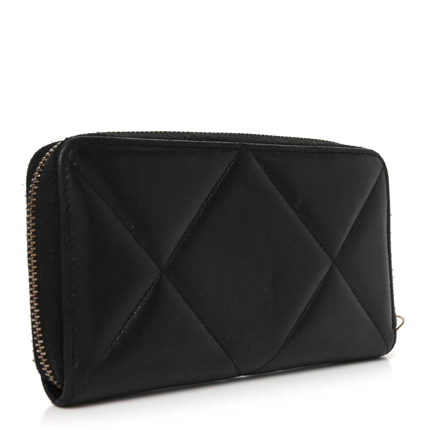 Goatskin Quilted Medium Chanel 19 Zipped Wallet Black