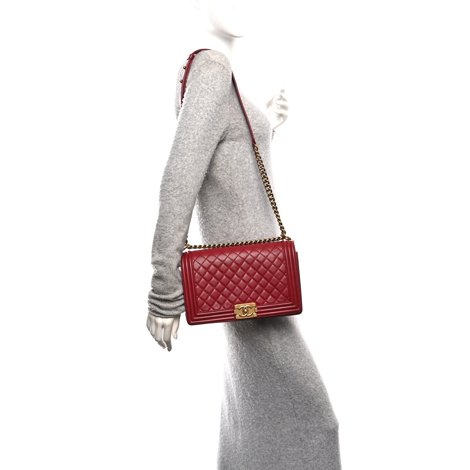 Chanel Lambskin Quilted New Medium Boy Flap Red