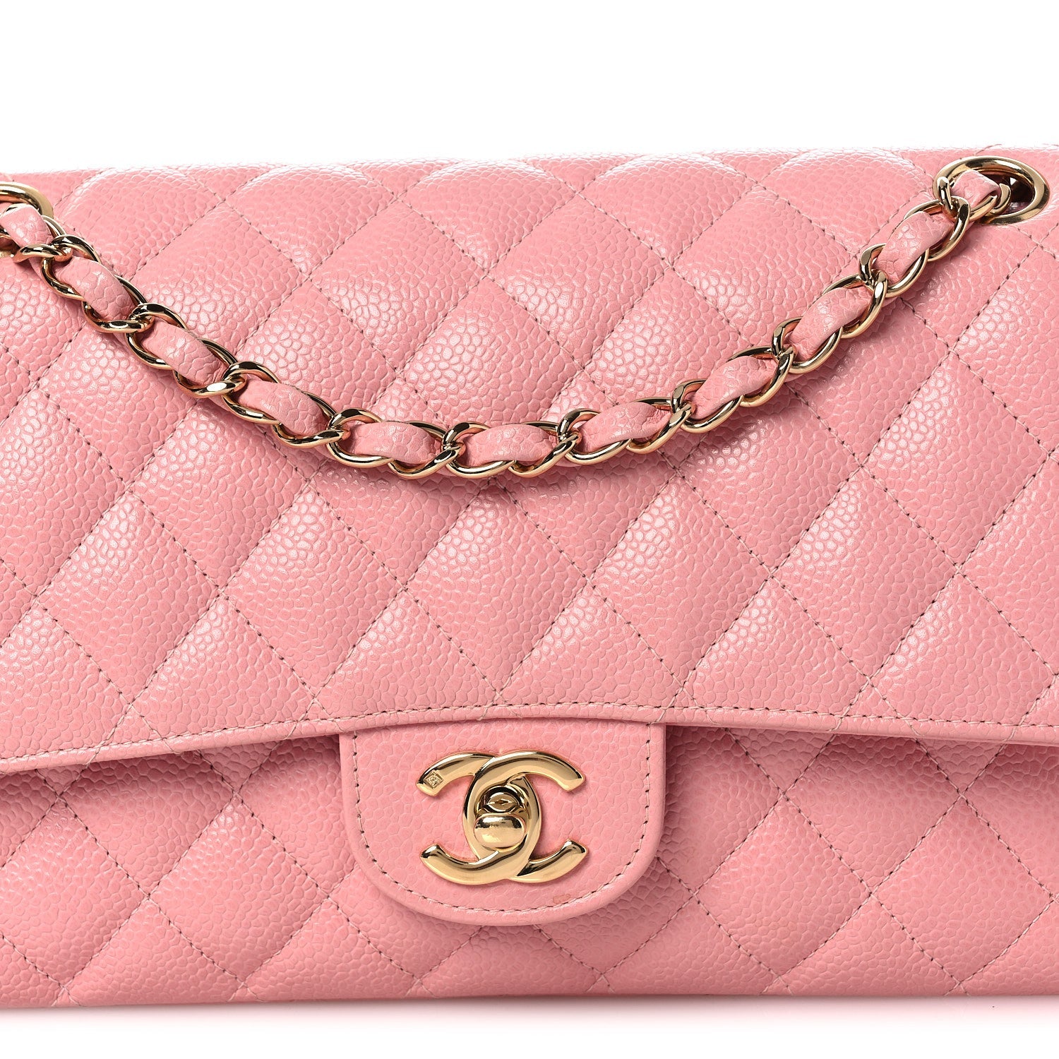 Chanel Caviar Quilted Medium Double Flap Pink