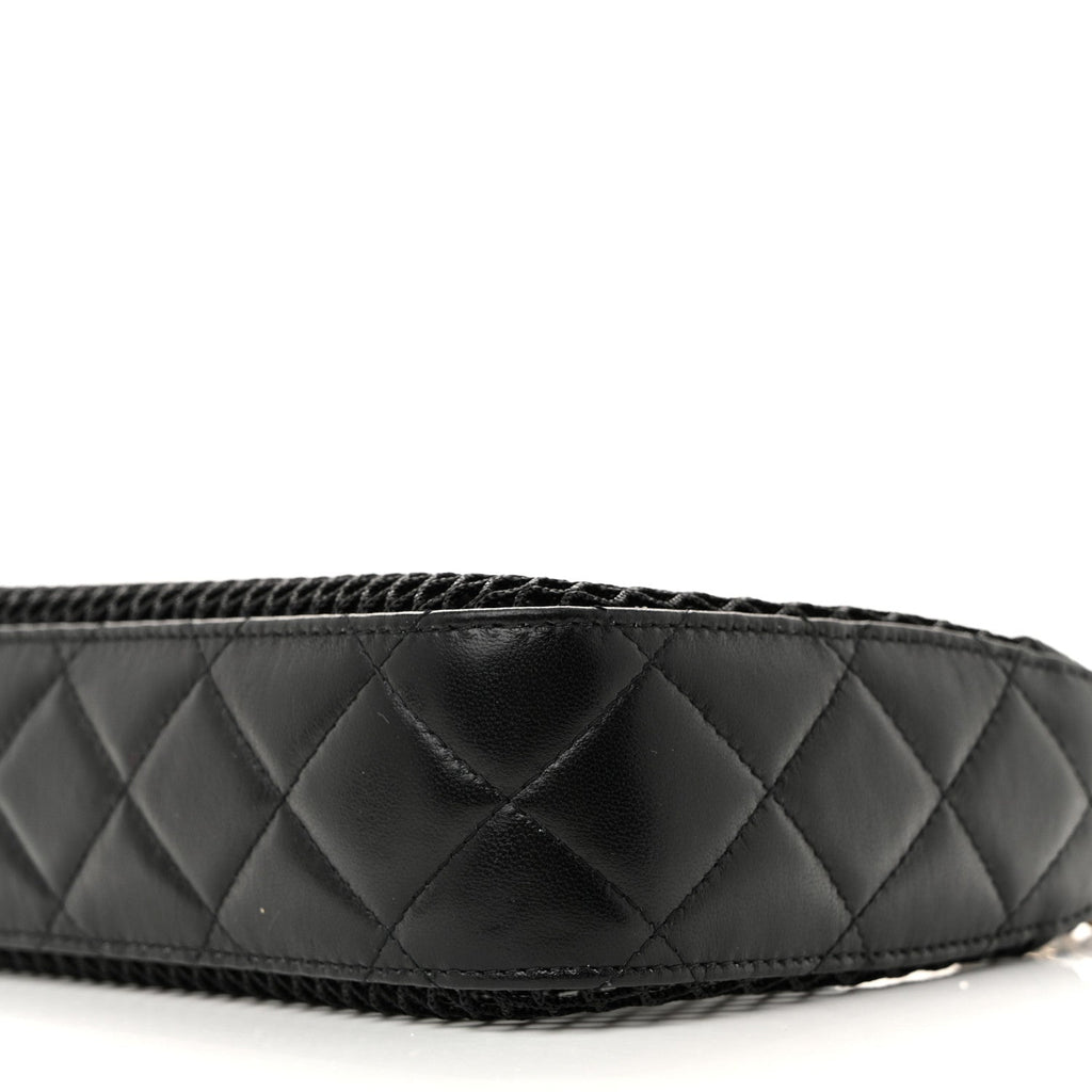 Chanel Mesh Shiny Lambskin Clutch With Chain Black