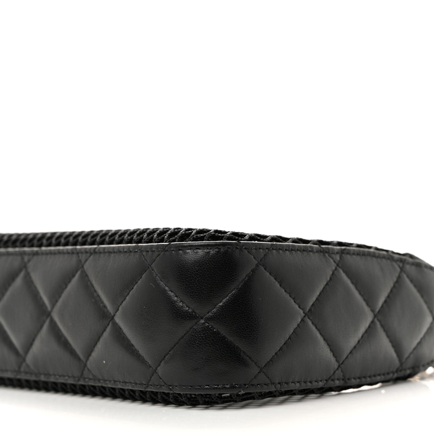 Chanel Mesh Shiny Lambskin Clutch With Chain Black
