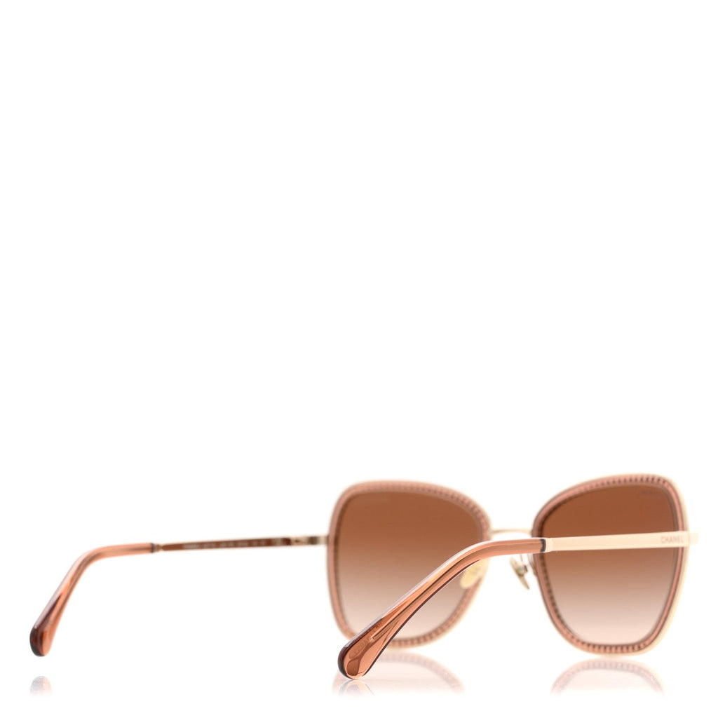 Chanel Square Frame Sequin Sunglasses 4277-B Gold Brown