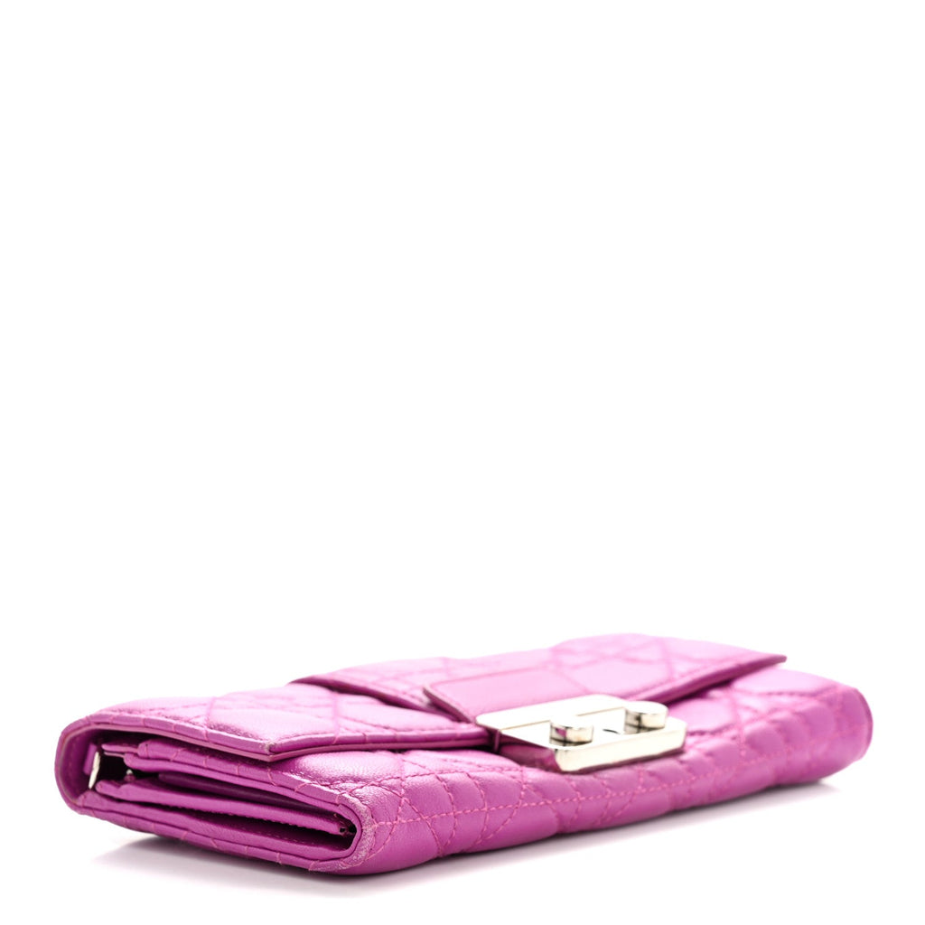 Christian Dior Lambskin Cannage Miss Dior Chain Wallet Dark Pink