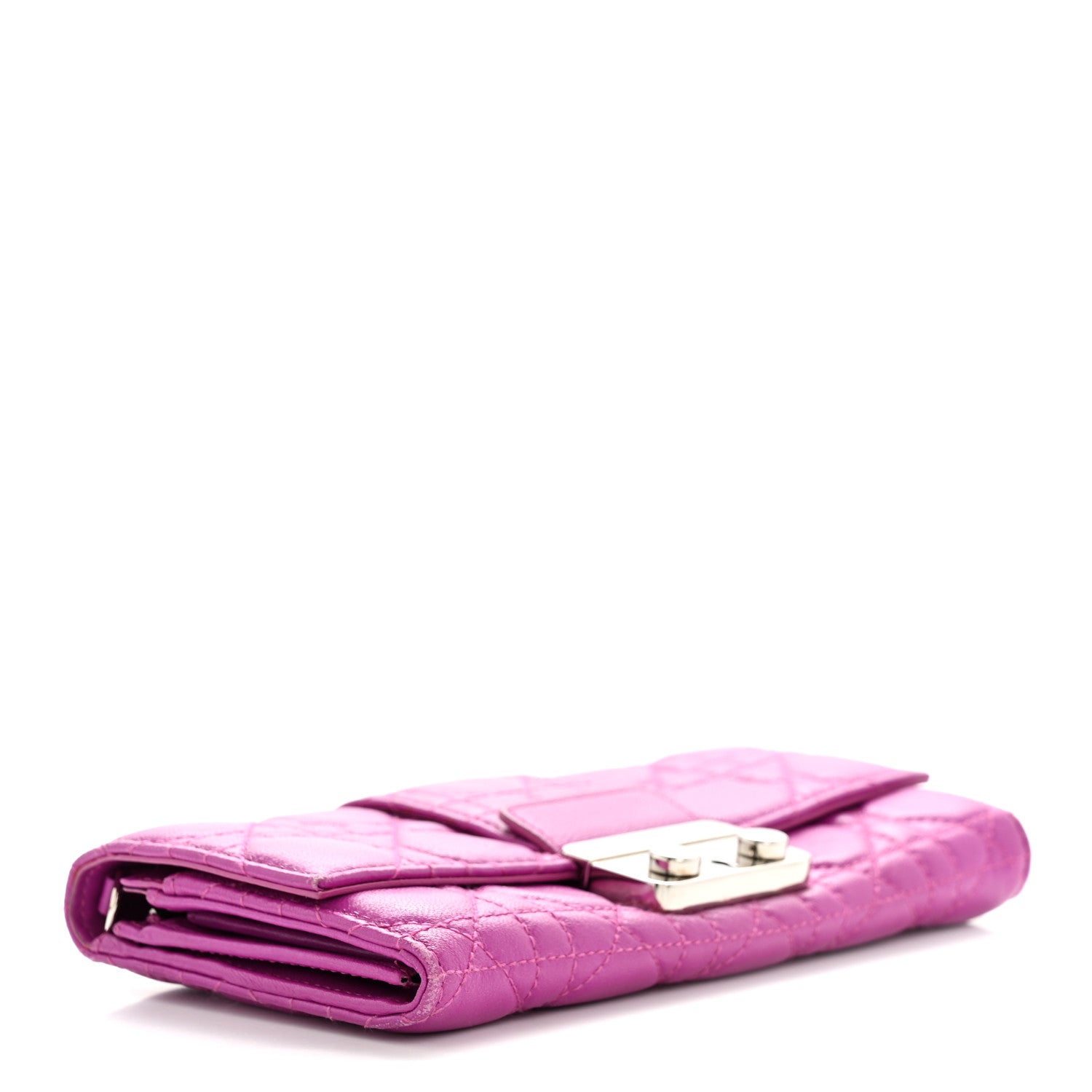 Christian Dior Lambskin Cannage Miss Dior Chain Wallet Dark Pink