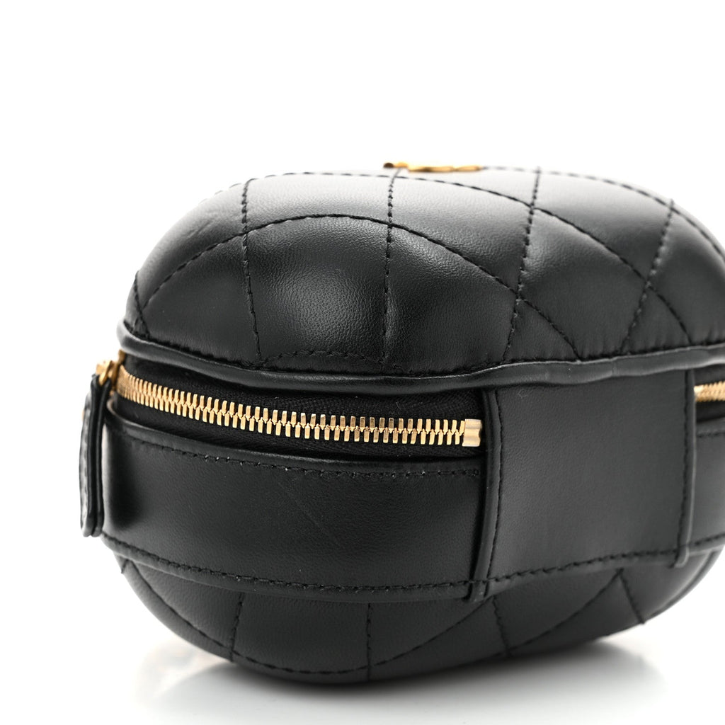 Chanel Lambskin Quilted CC Bubble Vanity Case With Chain Black
