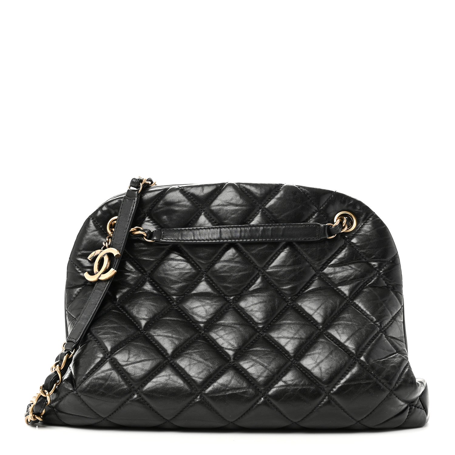 Chanel Aged Calfskin Large Just Mademoiselle Bowling Bag Black