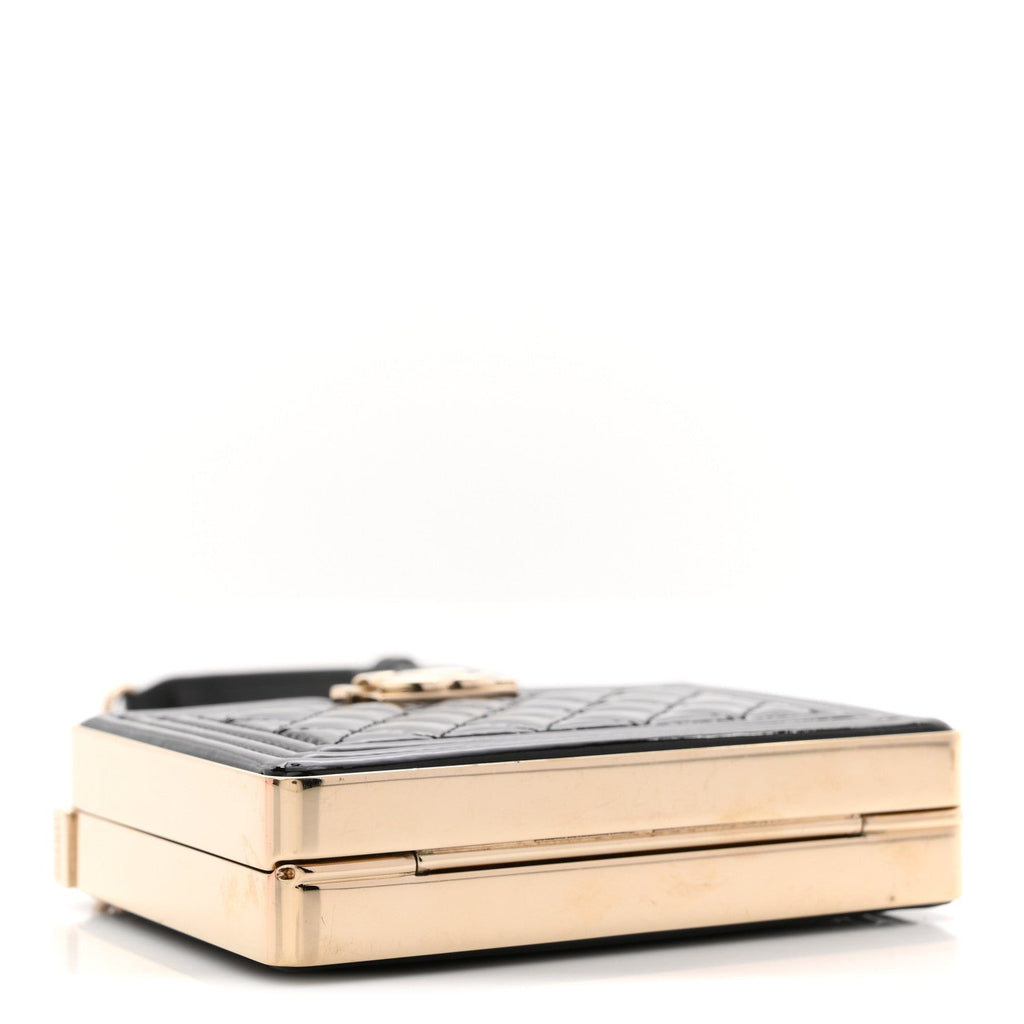 Chanel Patent Calfskin Boy Minaudiere Black