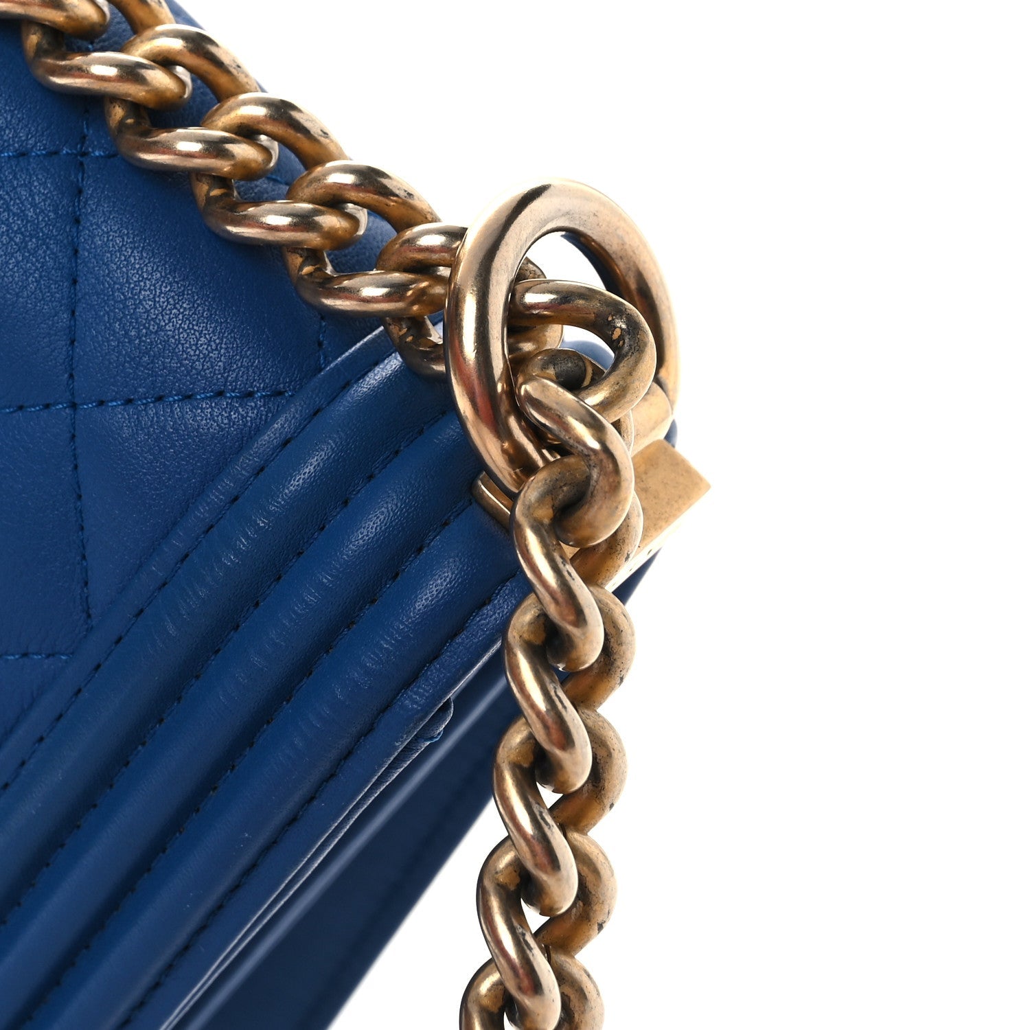 Chanel Calfskin Quilted North South Boy Flap Blue