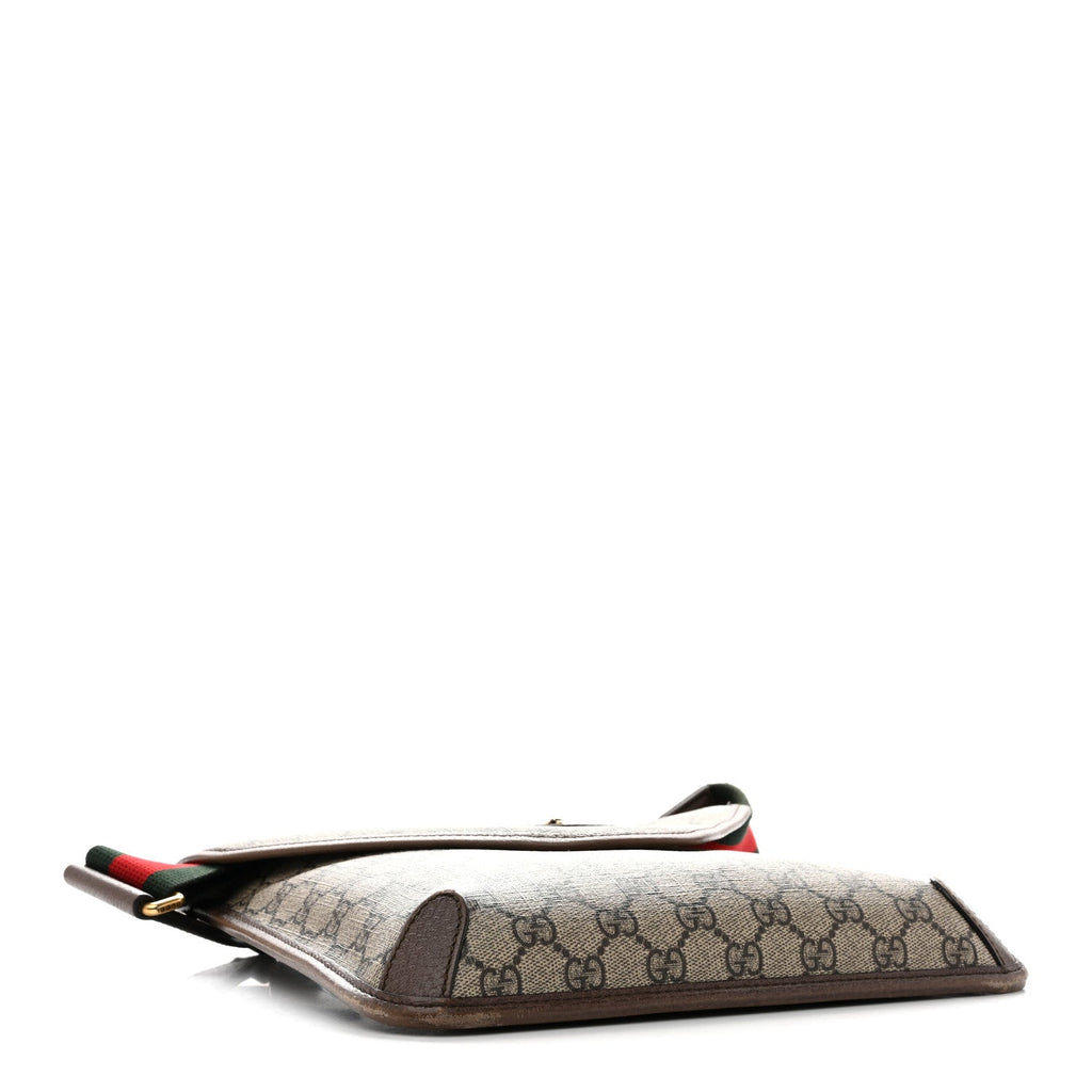 Gucci GG Supreme Monogram Web Medium Neo Vintage Flap Messenger Bag Beige New Acero