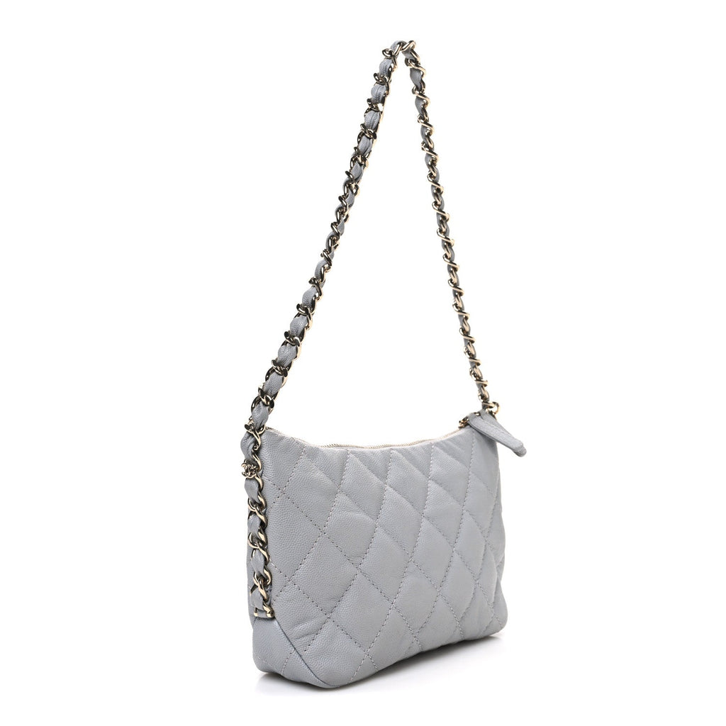 Chanel Caviar Quilted Daylight Hobo Grey