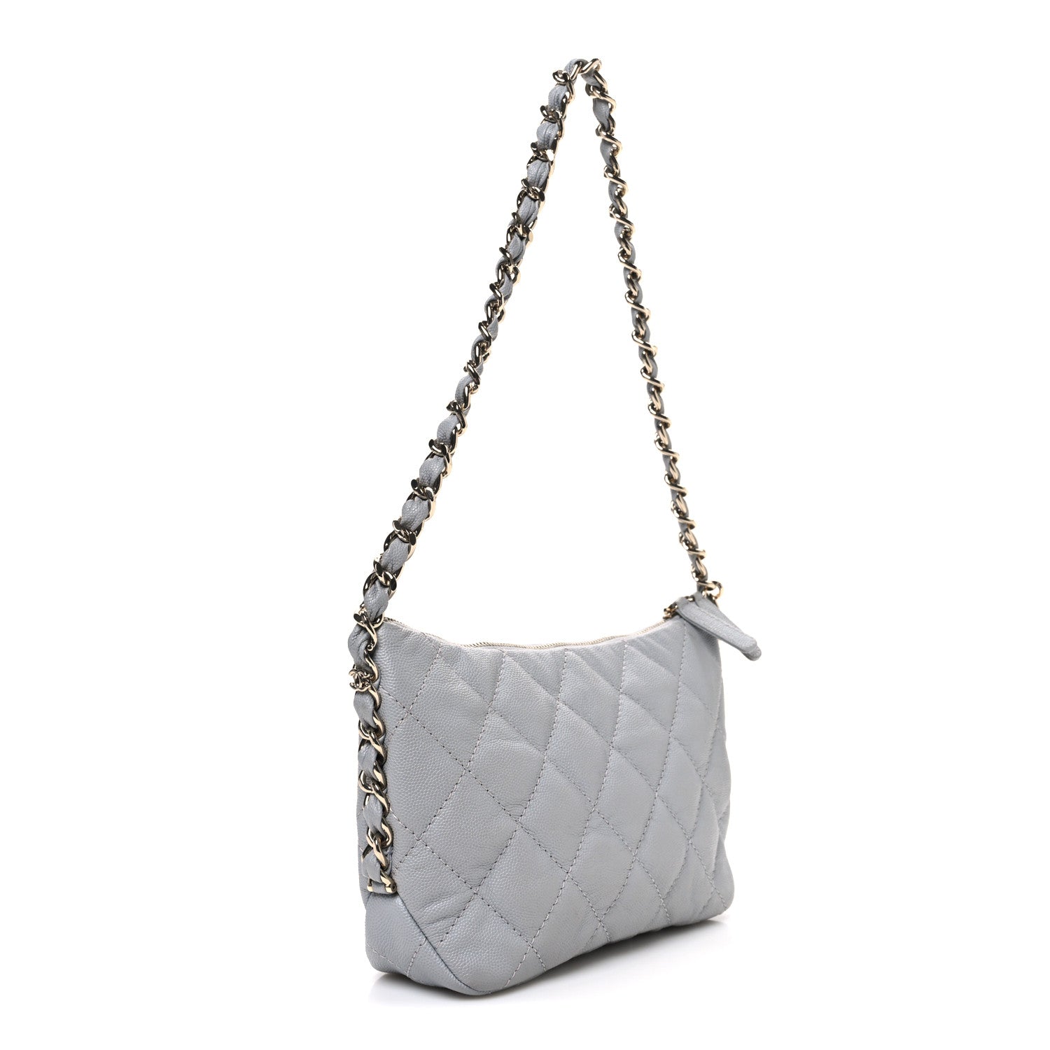 Chanel Caviar Quilted Daylight Hobo Grey